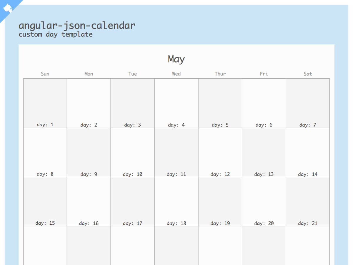 Angular JSON Calendar Custom Day Template
