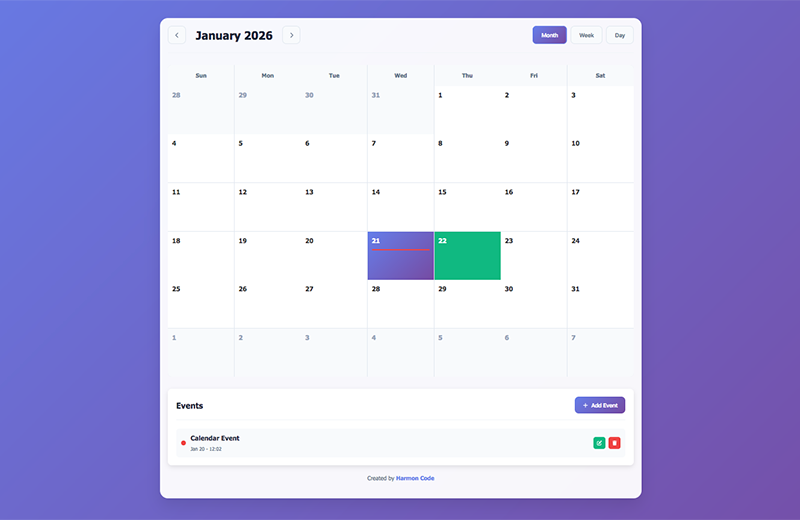 Interactive Calendar Widget