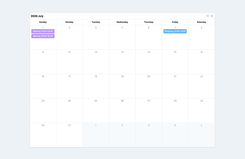Tailwind CSS Calendar Template