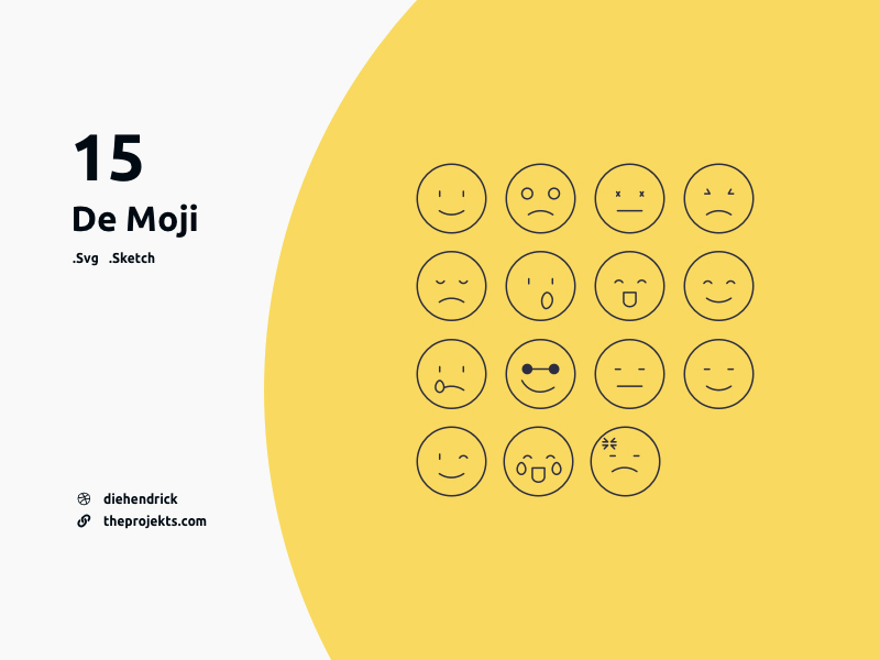 15 Emoji Line Icons Set