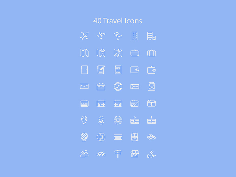 40 Travel Icons - Free Resource