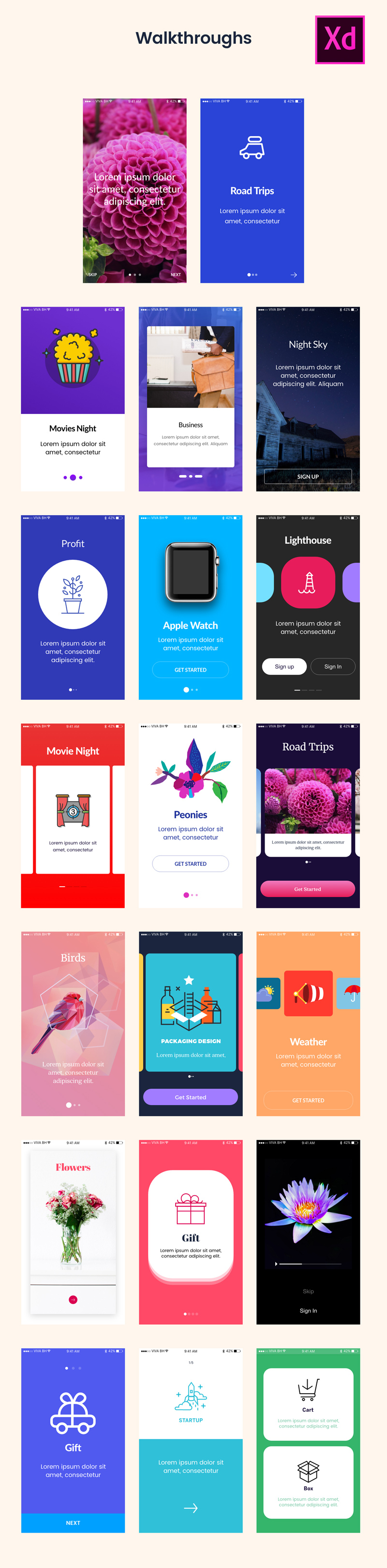 Adobe Xd 20 Walkthrough Screens