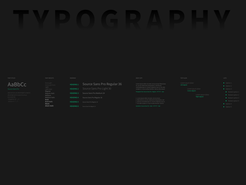 Adobe XD Styleguide Example