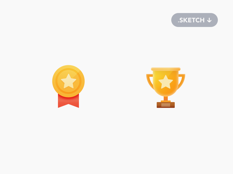 Badge and Trophy Icons - Free Sketch