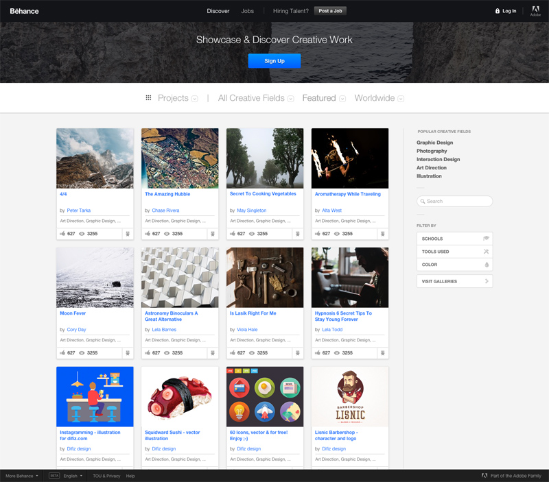 Behance GUI - Sketch Freebie