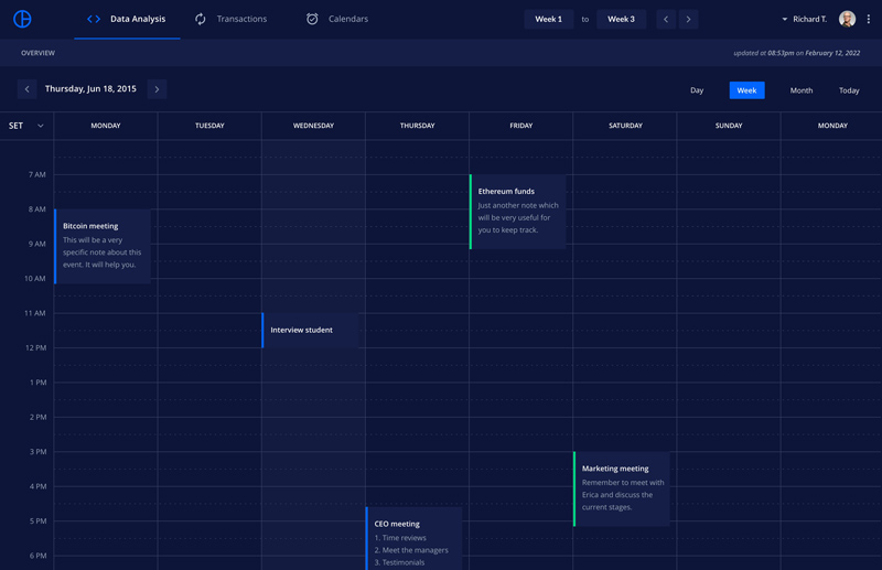 Blue Calendar Screen for Sketch