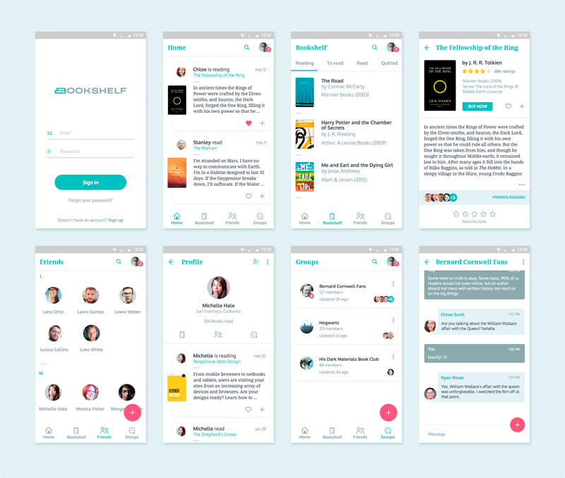 Bookshelf Android App made in Sketch