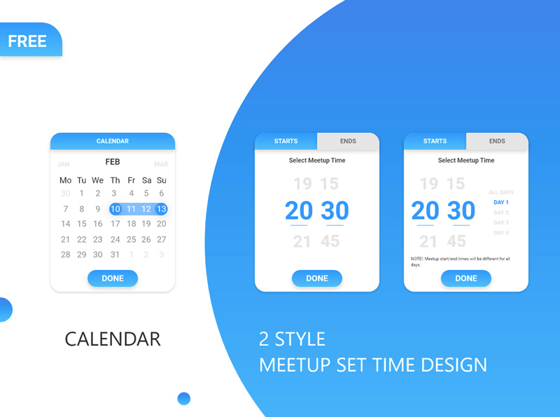 Calendar & Meetup Set Time Design For Adobe Xd - Freebie Supply Calendar & Meetup Set Time Design For Adobe Xd - Freebie Supply
