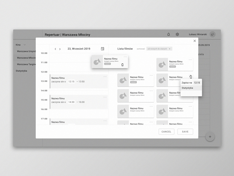 Cinema Web App made in Sketch