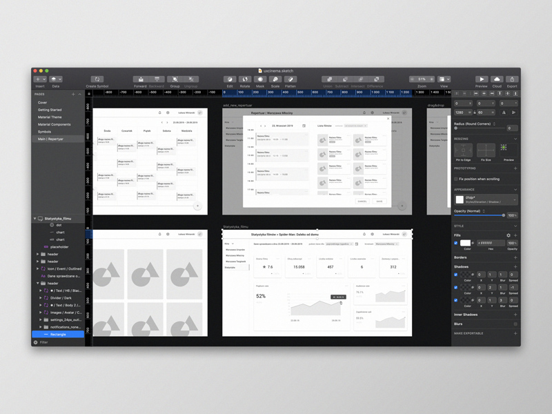 Cinema Web App made in Sketch
