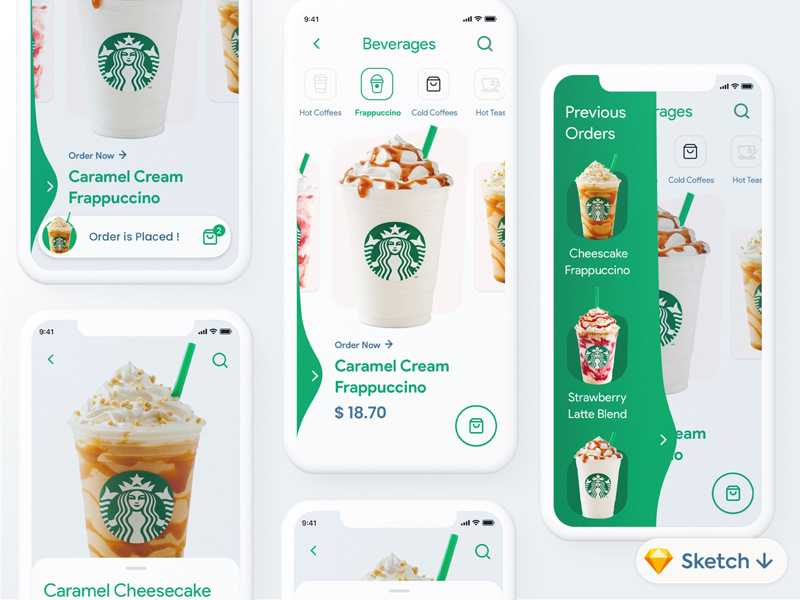 Coffee Order App Concept made in Sketch