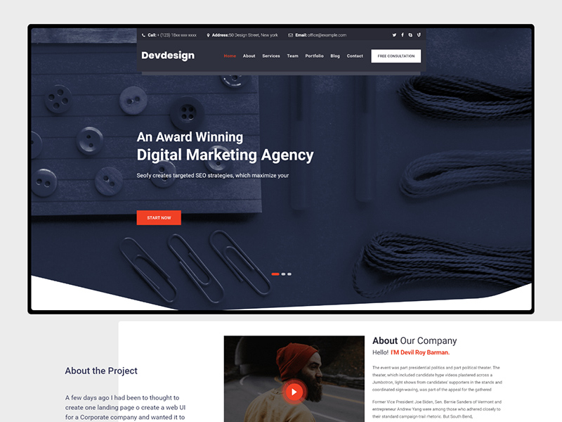 Corporate Website Template - XD Freebie