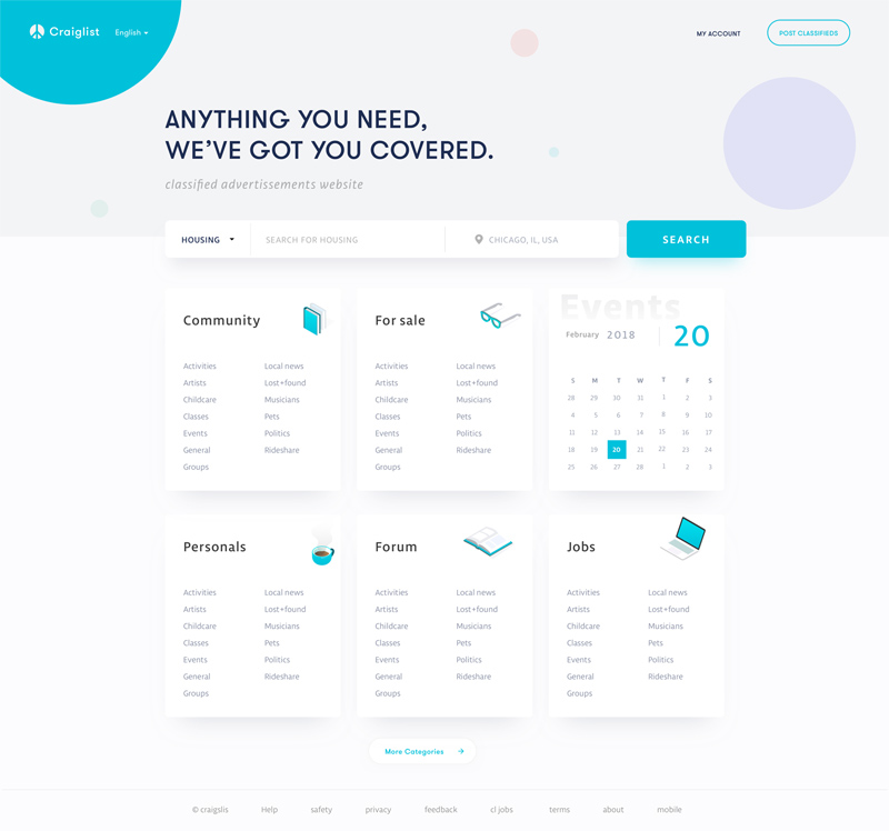 Craigslist Redesign Concept- Free Sketch