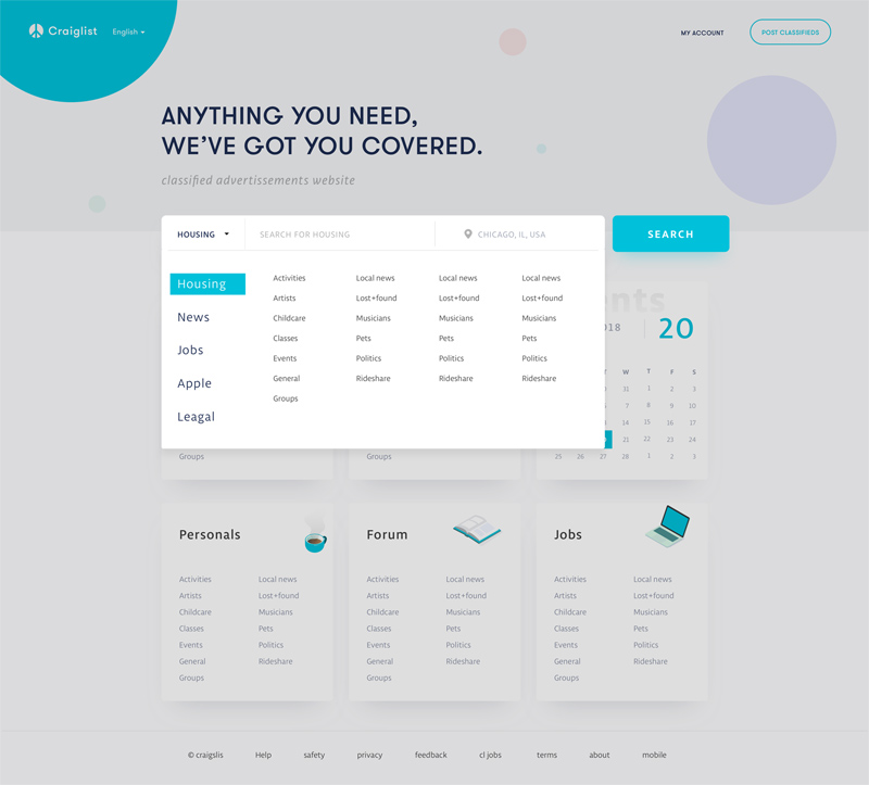 Craigslist Redesign Concept- Free Sketch