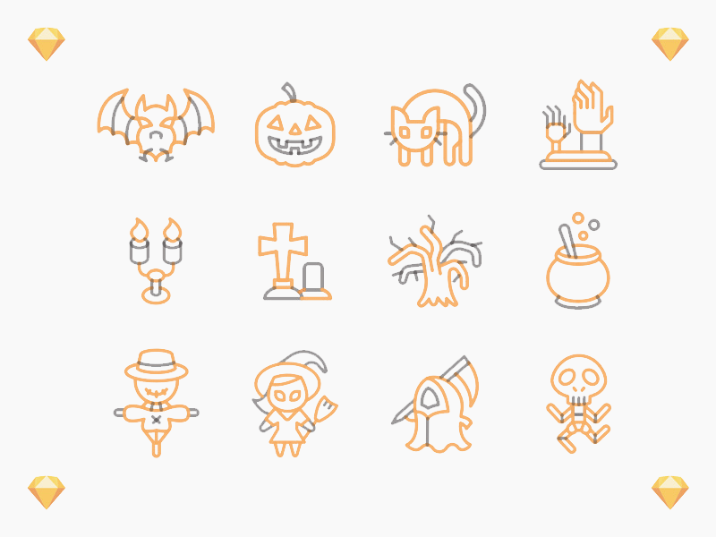 Cute Halloween Icons made in Sketch