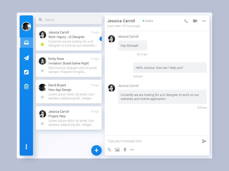 Direct Messaging UI - PSD Freebie