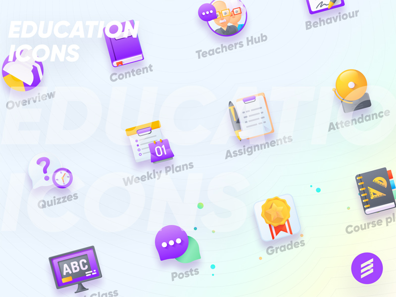 School Icons made in Sketch