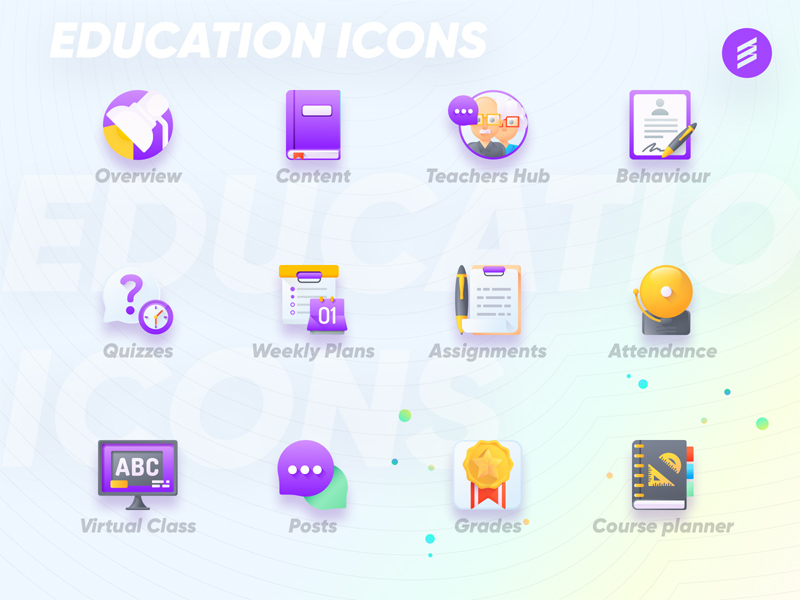 School Icons made in Sketch