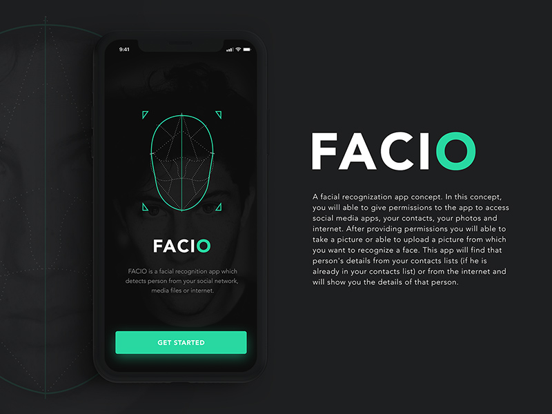 Facial Recognition App Design - PSD Freebie