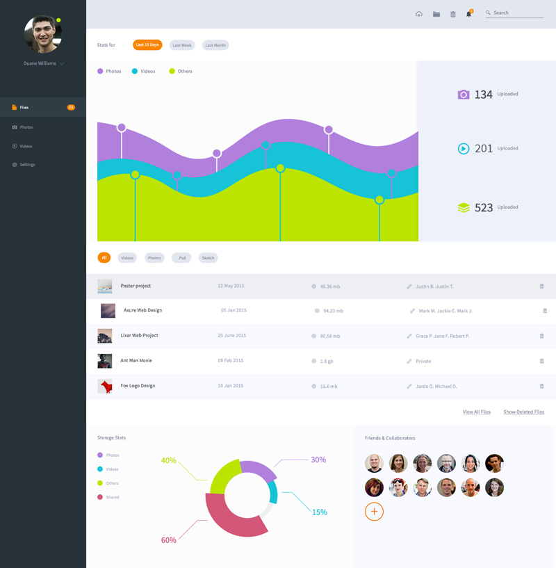 File Dashboard : Free PSD