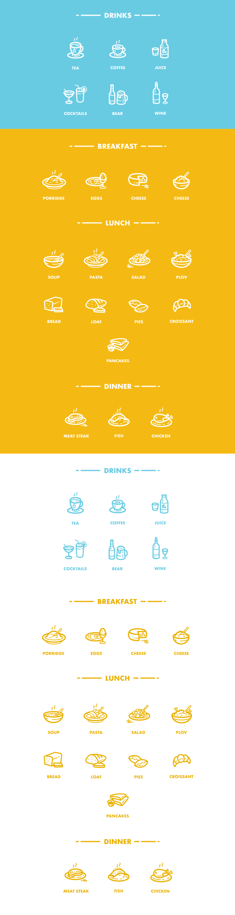 Food & Drinks Icons - Free Vector Set
