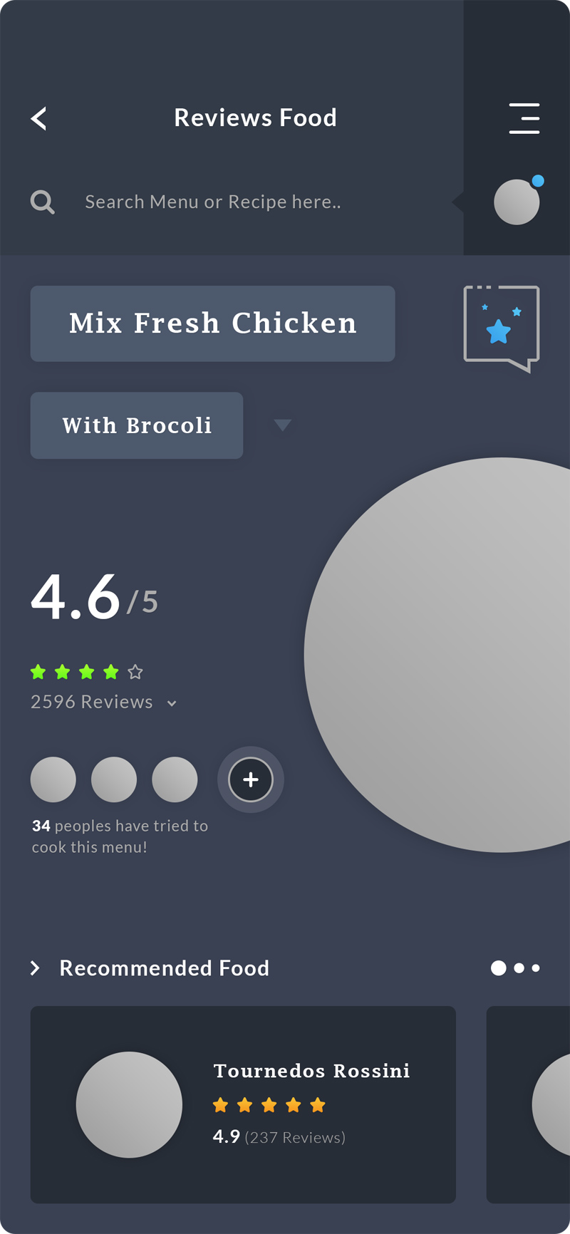 Food Reviews Menu App PSD