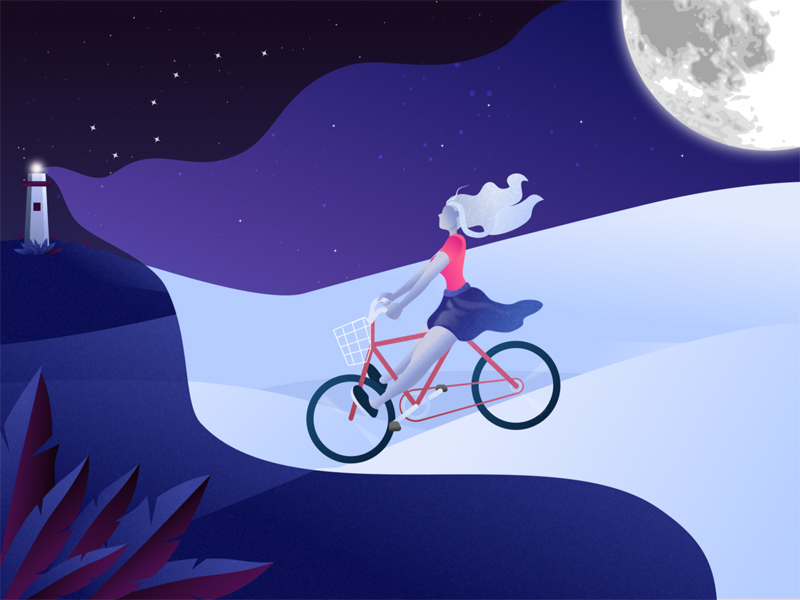 Girl on Bike Illustration