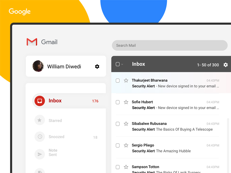 Gmail Desktop Concept made in Sketch