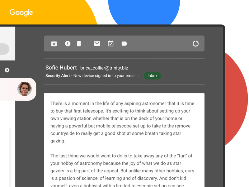 Gmail Desktop Concept made in Sketch