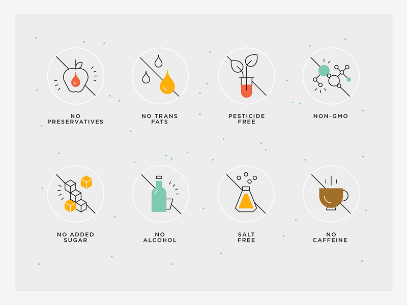 Healthy Food - Undesirable Substances Icons