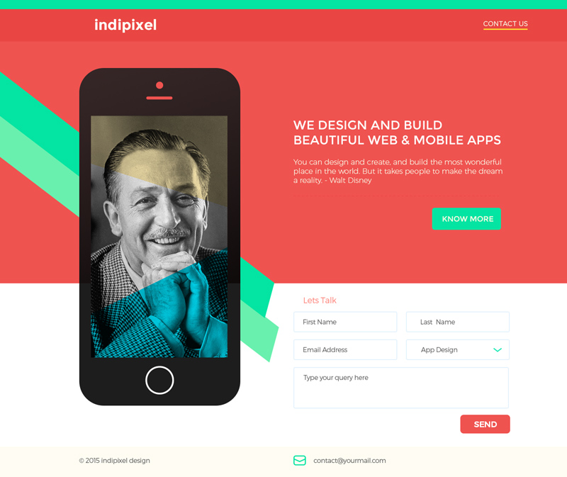 Indipixel Landing Page Template - PSD Freebie