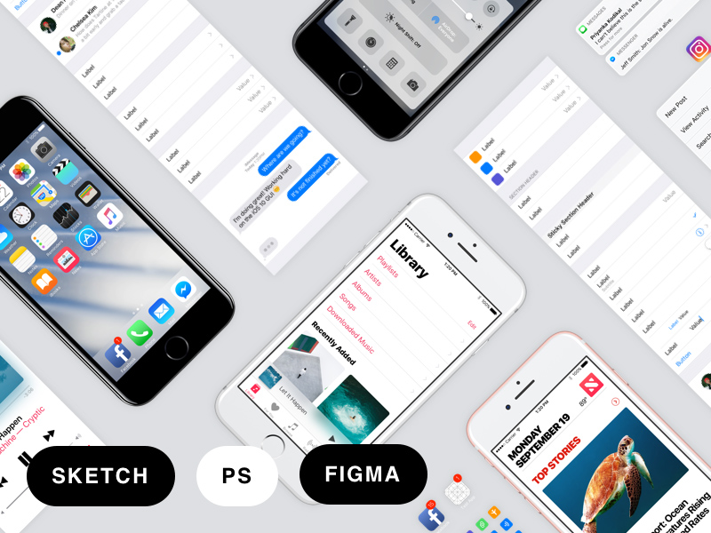 iOS 10 GUI by Facebook - Free Sketch