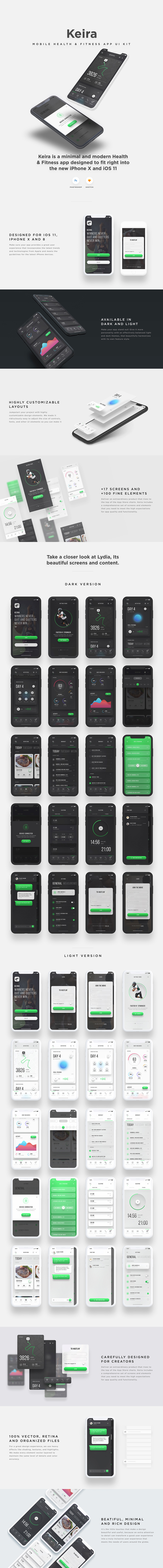Keira - Mobile Helath & Fitness App UI Kit - Adobe XD UI Kit Sample Preview 1
