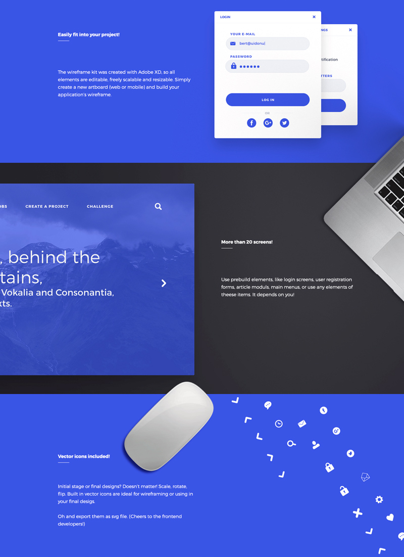 Adobe XD Wireframe Kit - Klein Preview 2