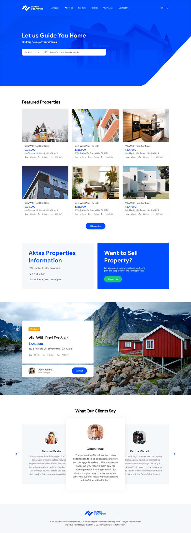 Local Real Estate Website Template - Free Sketch