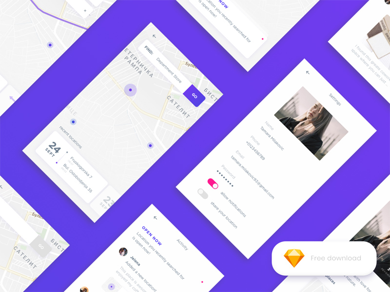 Location App Concept made in Sketch