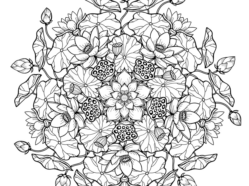 48 Printable Lotus Flower Mandala Coloring Pages