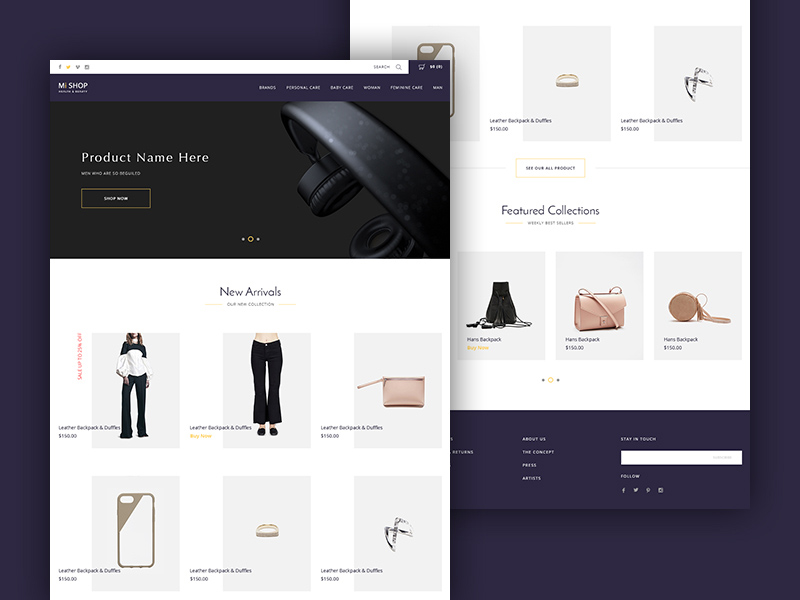 Mi Shop Ecommerce Template - Free PSD