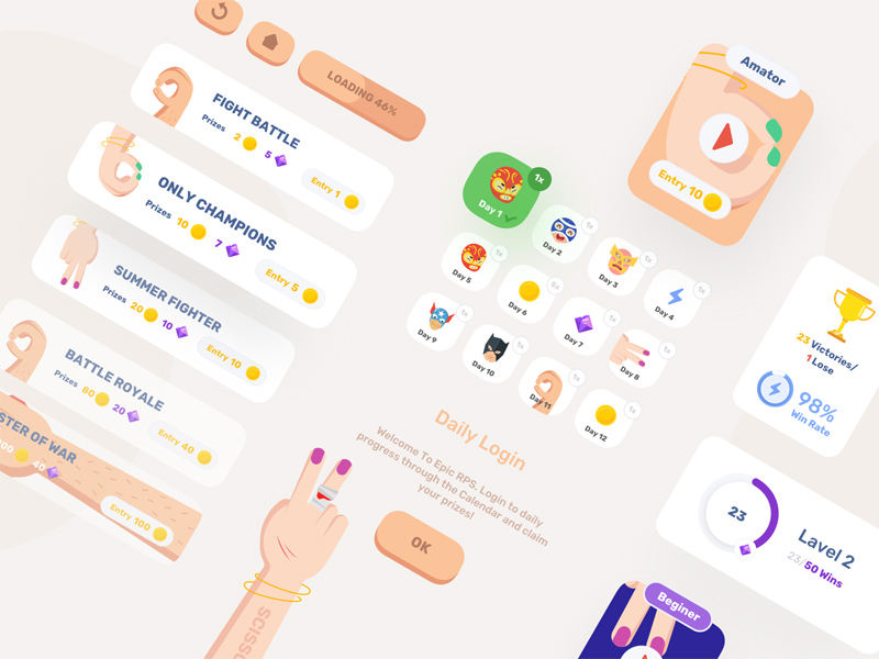 Rock Paper Scissors Mobile Game UI Kit
