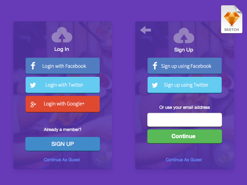 Mobile Sign up Form Template - Sketch Resource