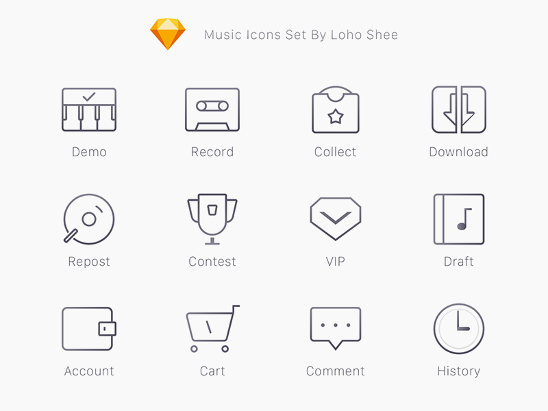 Music Icons Set by Loho Shee