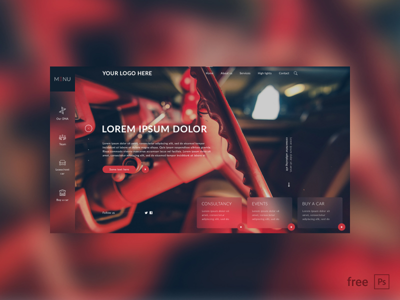 Car Website Template - PSD Freebie
