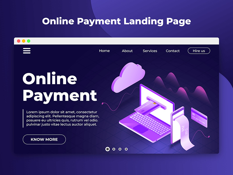 Online Payment Landing Page Header Concept - Free Resource