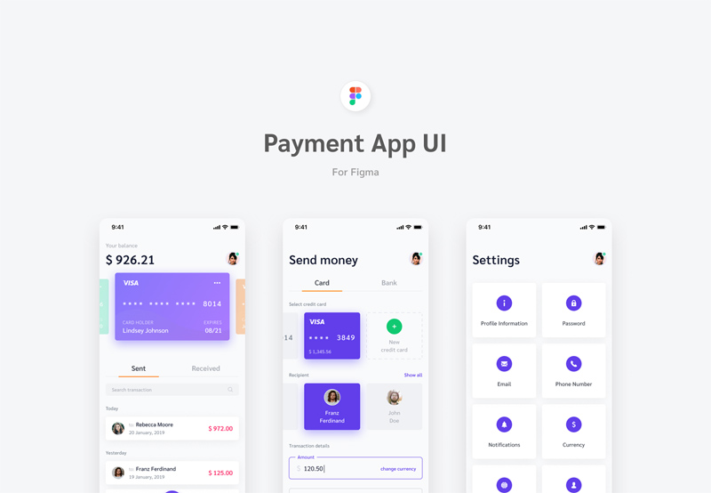Payment App UI for Figma - Freebie