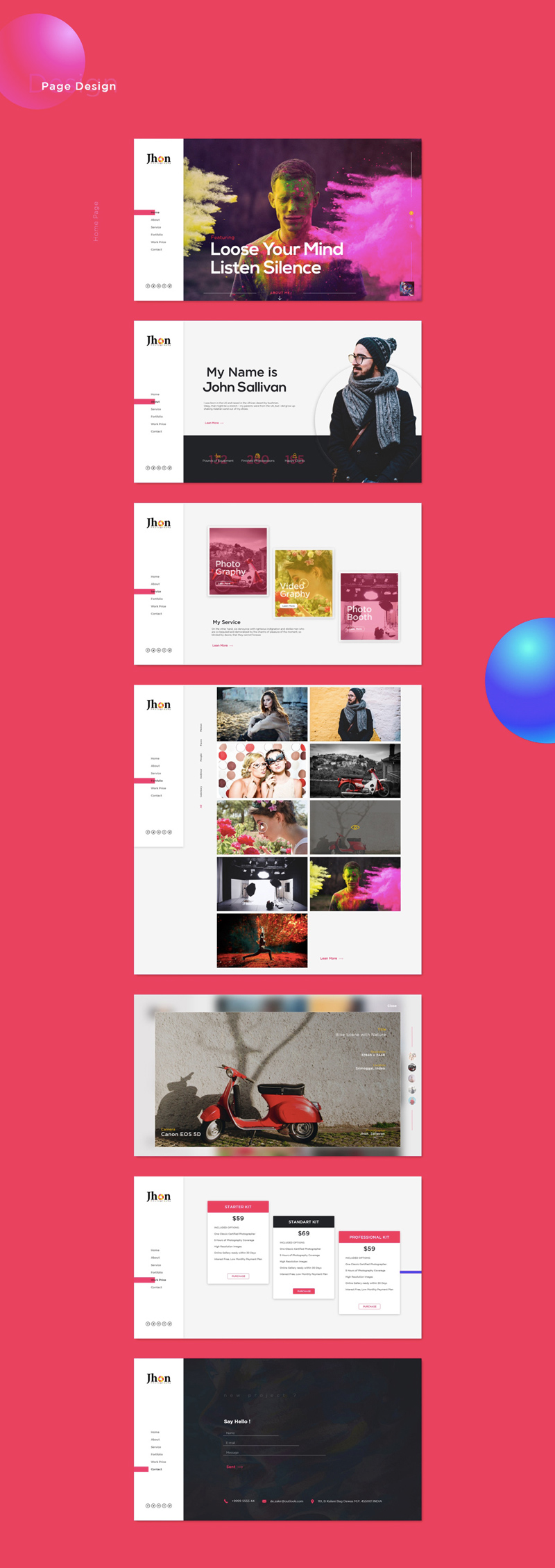 Personal Photographer Portfolio Web Design Template Preview 2