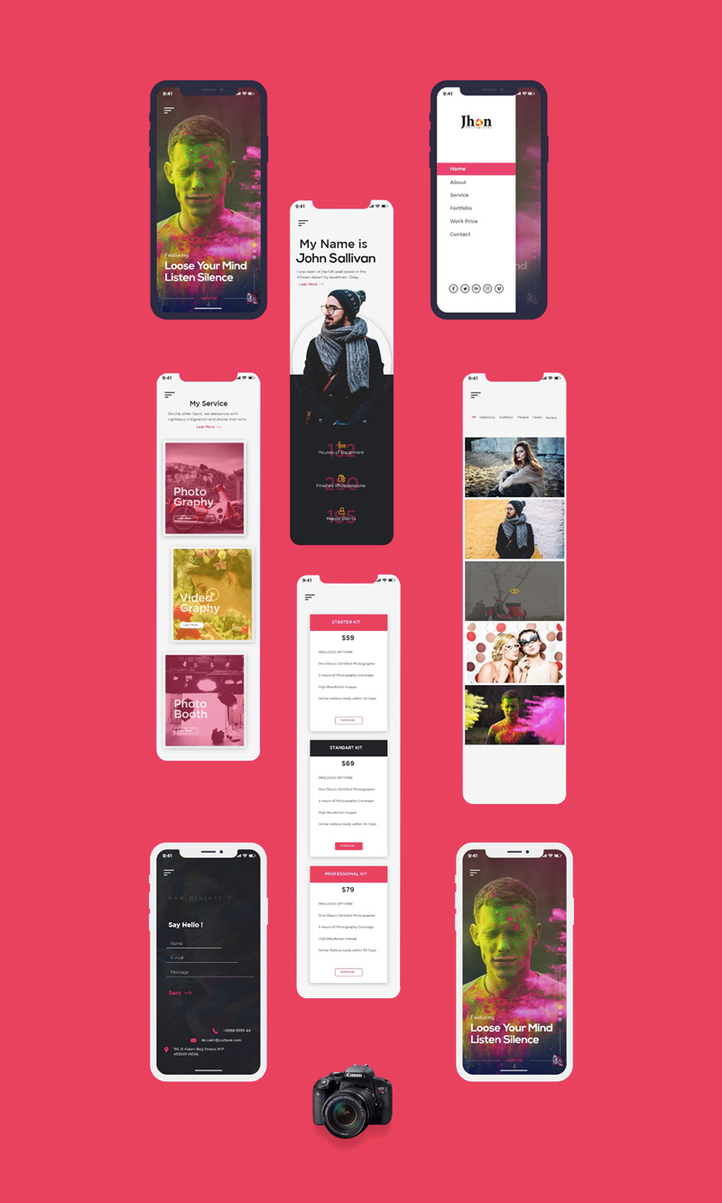 Personal Photographer Portfolio Web Design Template Preview 3