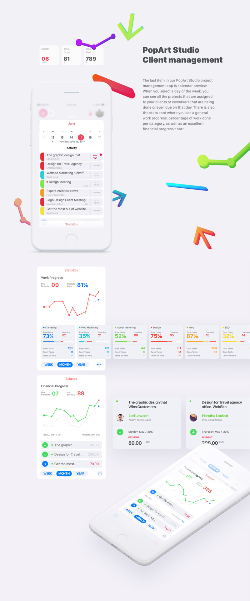 XD Mobile App - PopArt Client Management