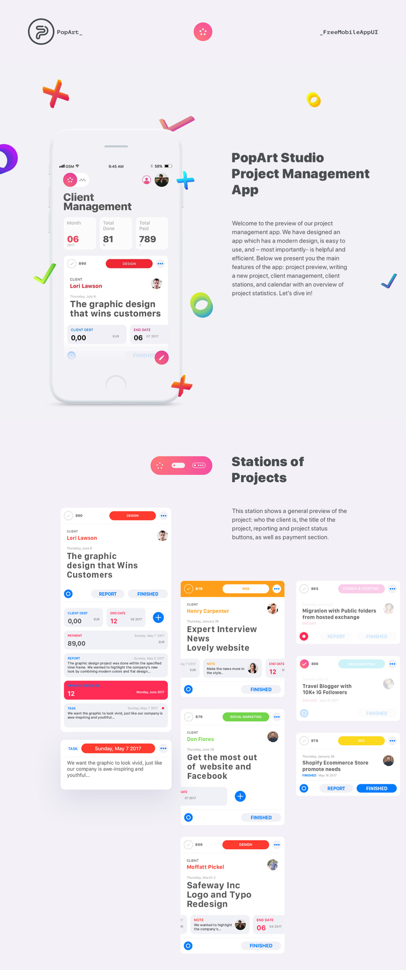 XD Mobile App - PopArt Client Management