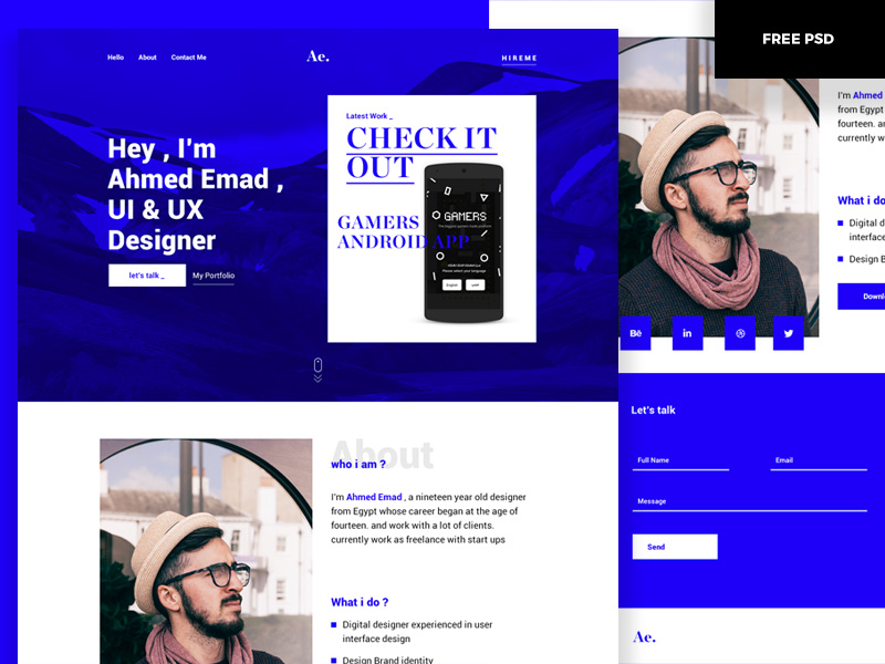 Portfolio One Page Template PSD