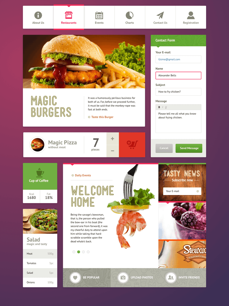 Restaurant UI Kit Sketch